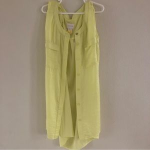 Chicos Neon Yellow Button Down Boho Sleeveless Top Silk Sz 0